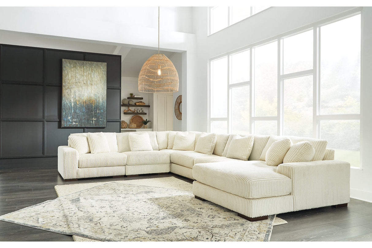 Lindyn Ivory 6-Piece Sectional with Chaise and Ottoman