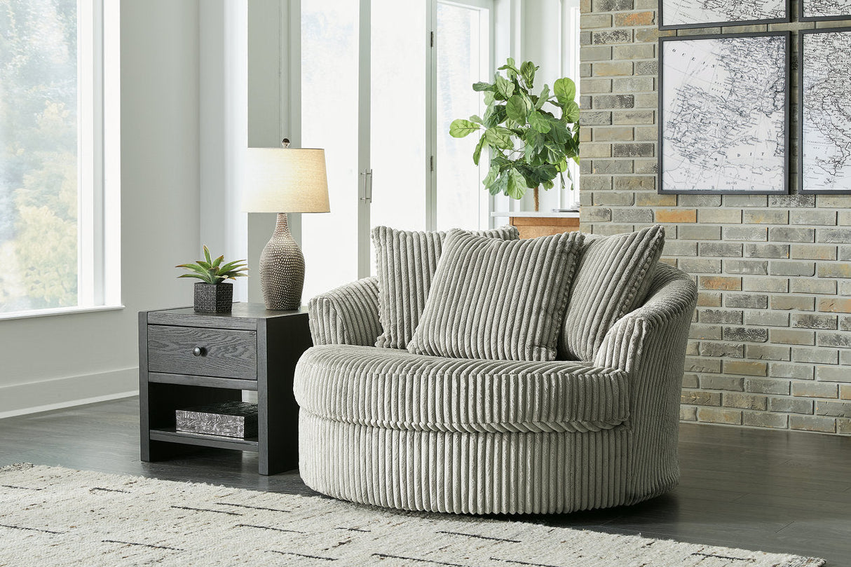 Lindyn Fog Oversized Swivel Accent Chair