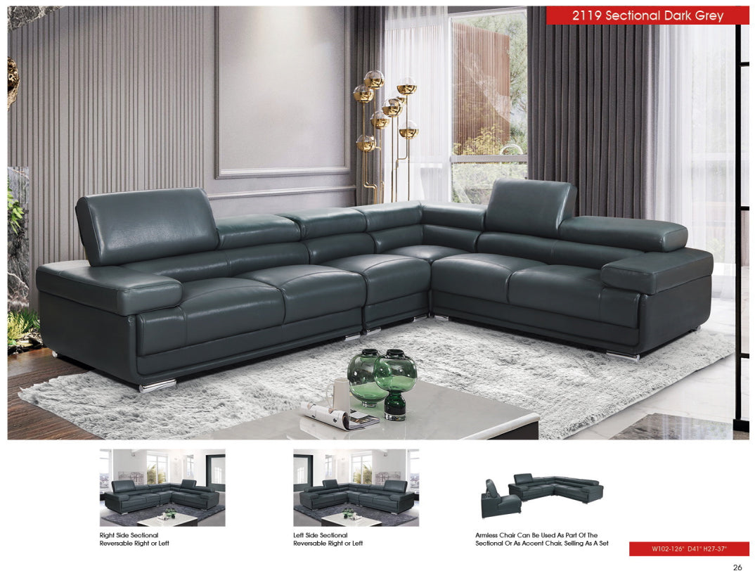 2119 Sectional – Dark Grey by ESF Furniture at Eve Furniture