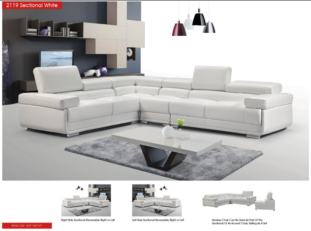 2119 Sectional - White by ESF Furniture at Eve Furniture