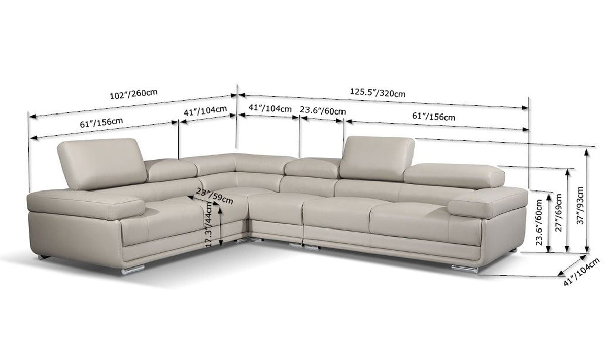 2119 Sectional with Extra Chair - Light Grey by ESF Furniture at Eve Furniture