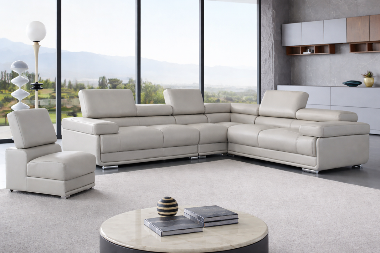 2119 Sectional with Extra Chair - Light Grey by ESF Furniture at Eve Furniture