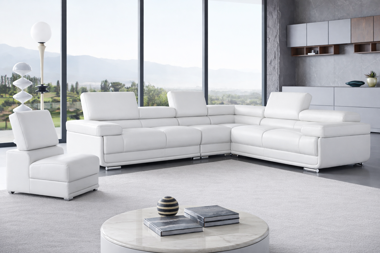 2119 Sectional with Extra Chair - White by ESF Furniture at Eve Furniture