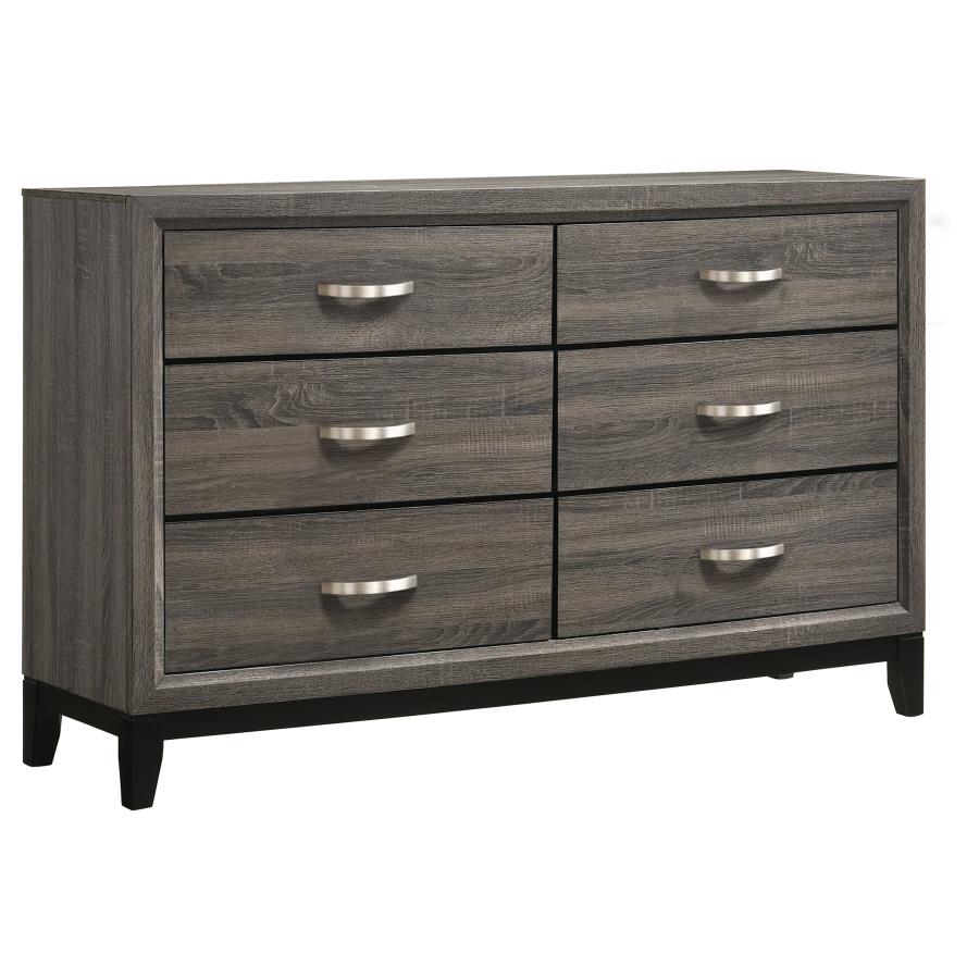 Juego de dormitorio de 4 piezas con panel completo Watson Grey Oak