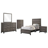 Watson Gray Oak 5-Piece Twin Panel Bedroom Set