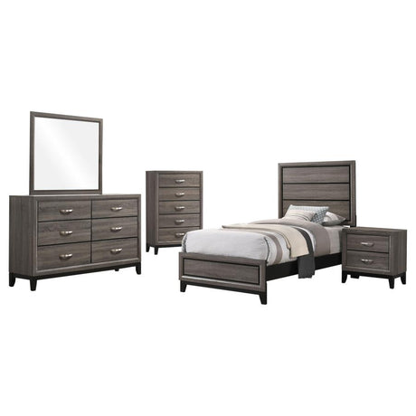 Watson Gray Oak 5-Piece Twin Panel Bedroom Set by Coaster at Eve Furniture