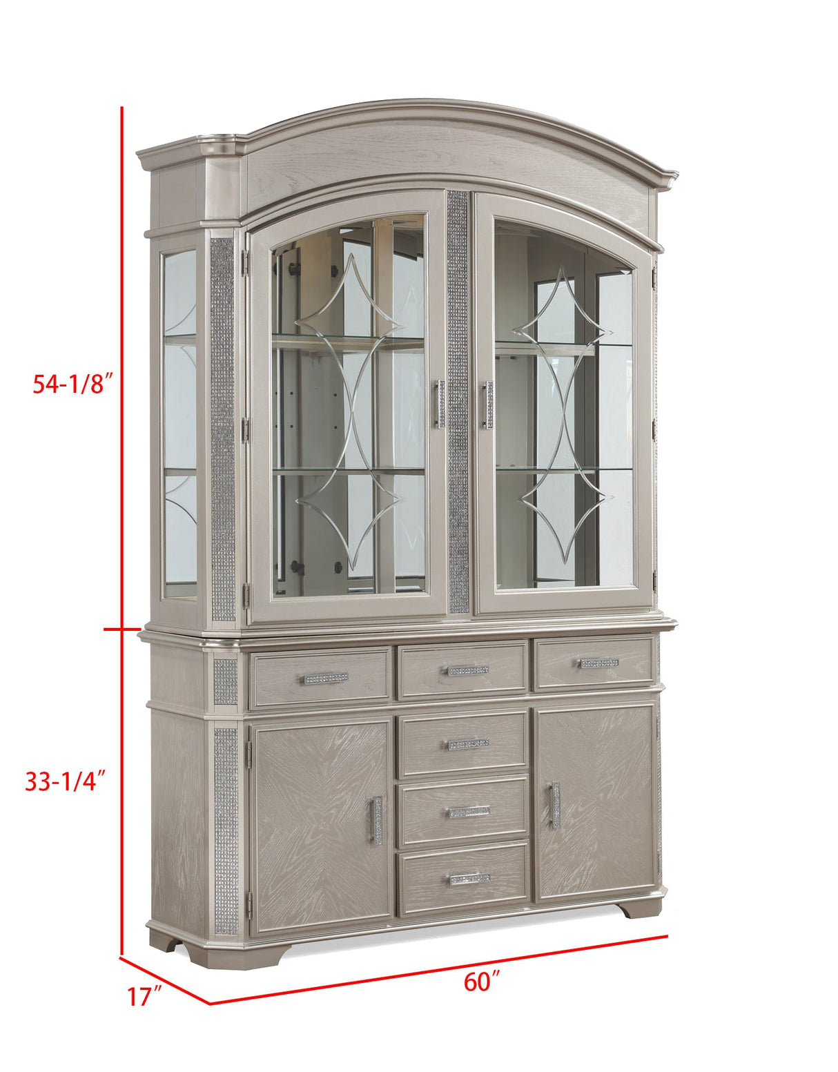 Klina Silver Champagne China Cabinet