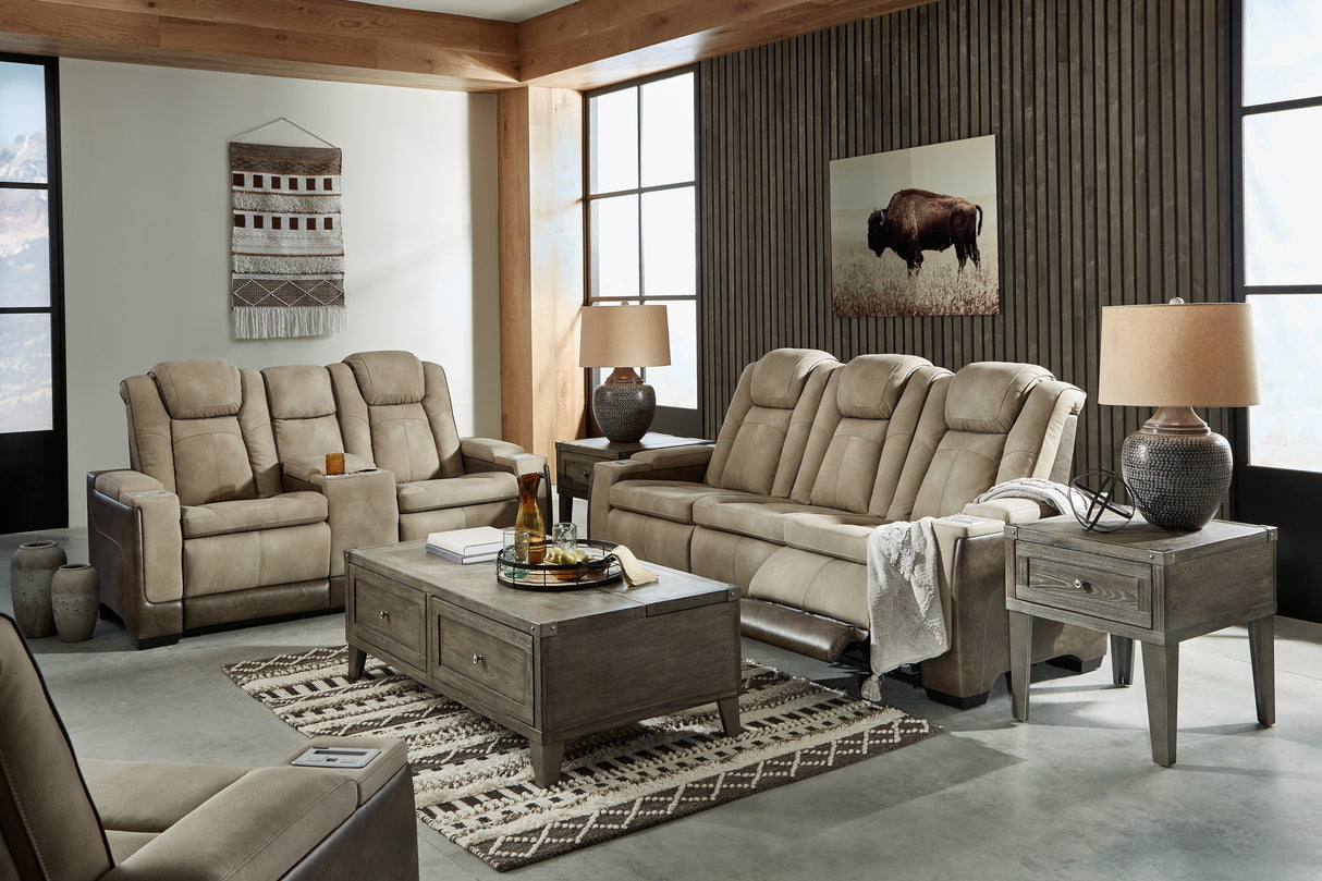 Next-Gen Durapella Sand Power Reclining Living Room Set