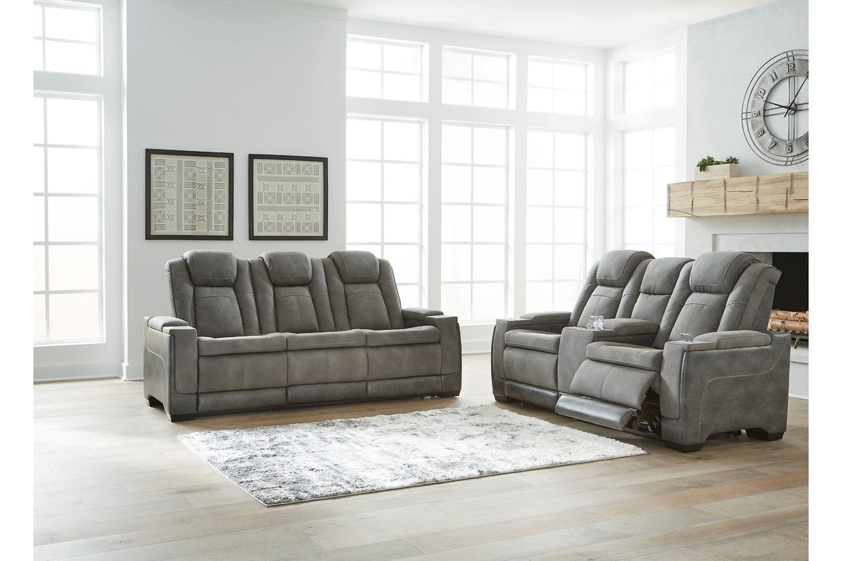 Next-Gen DuraPella Slate Power Reclining Sofa and Loveseat