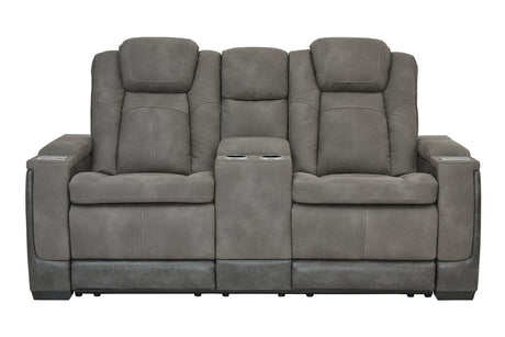 Next-Gen DuraPella Slate Power Reclining Loveseat with Console