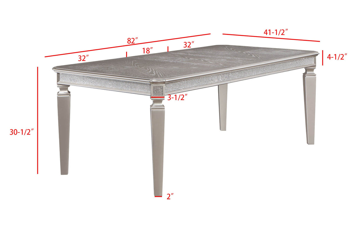 Klina Silver Champagne Extendable Dining Table