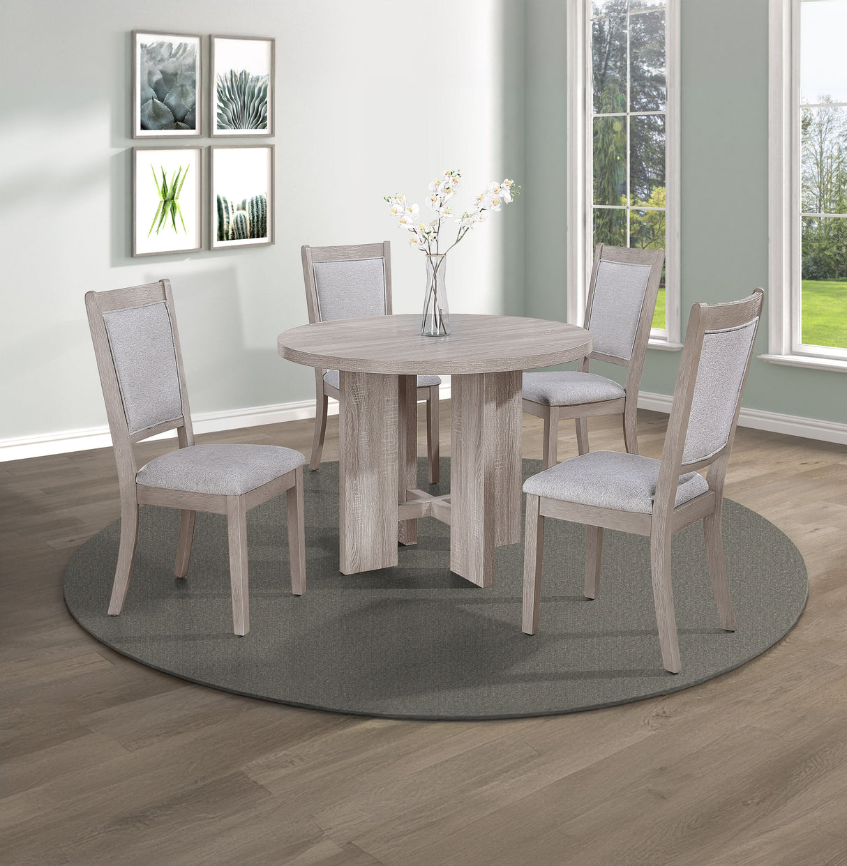 Amara Driftwood 5-Piece Round Dining Set