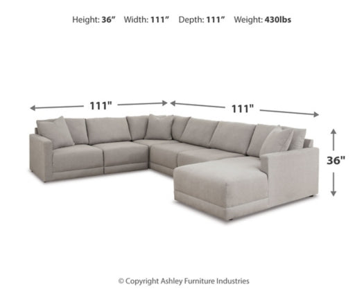 Katany Shadow 6-Piece RAF Chaise Sectional