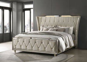 Lorient Ivory and Camel California King LED Upholstered Bed by Coaster at Eve Furniture