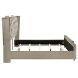 Lorient Ivory and Camel California King LED Upholstered Bed by Coaster at Eve Furniture