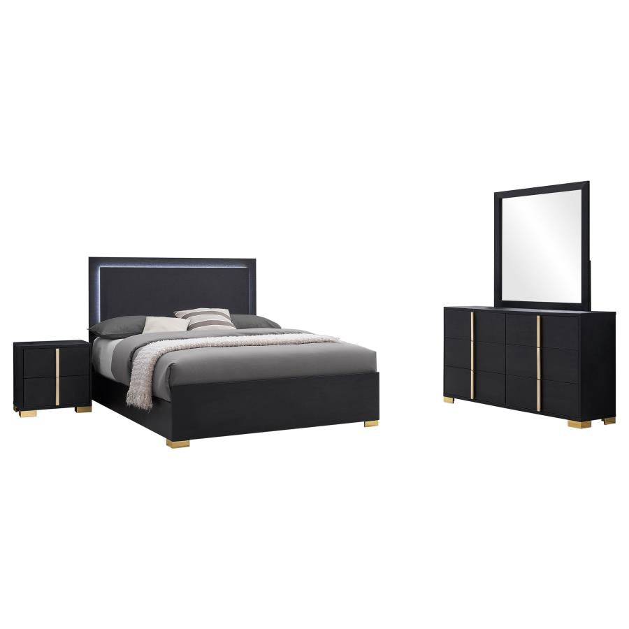 Marceline Black 4-Piece Eastern King Bedroom Set with LED Headboard by Coaster at Eve Furniture