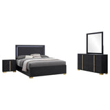Marceline Black 4-Piece Eastern King Bedroom Set with LED Headboard by Coaster at Eve Furniture