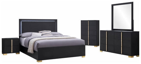 Marceline Black 5-Piece Eastern King Bedroom Set with LED Headboard by Coaster at Eve Furniture