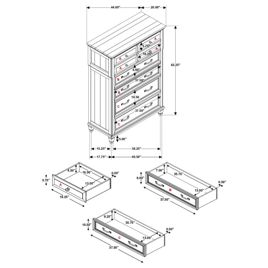 Avenue Weathered Burnished Brown 8-Drawer Chest