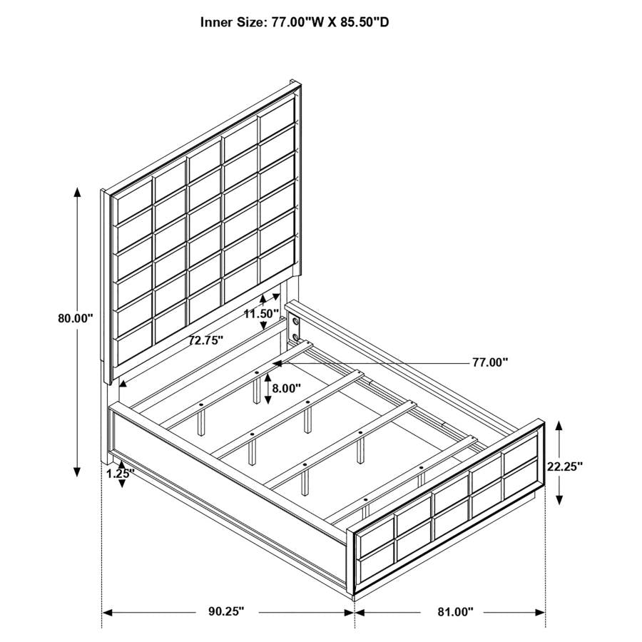 Juego de dormitorio California King de 4 piezas Durango gris/peppercorn ahumado