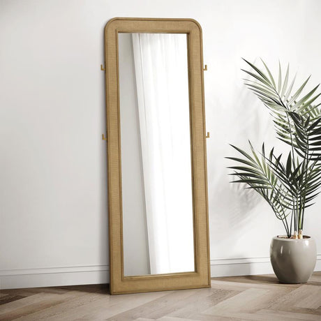 Arini Sand Wash Cane Weave Full Length Standing Floor Mirror by Coaster at Eve Furniture