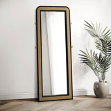 Arini Black Cane Weave Full Length Standing Floor Mirror by Coaster at Eve Furniture