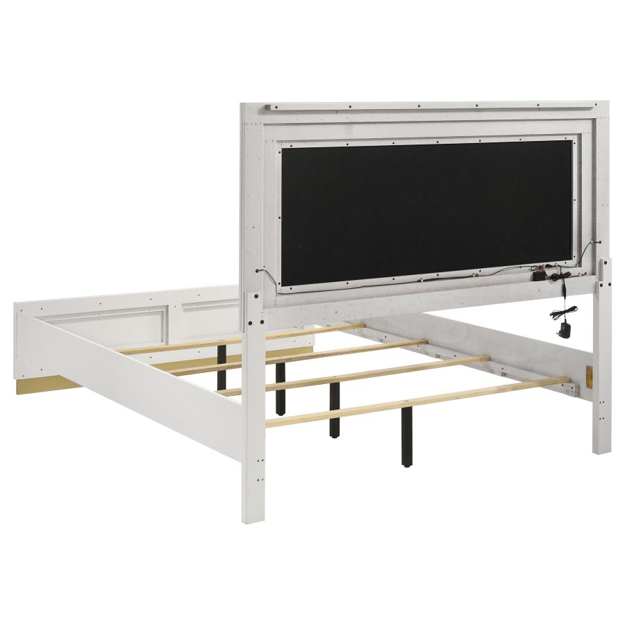 Caraway White 4-Piece California King Bedroom Set with LED Headboard by Coaster at Eve Furniture