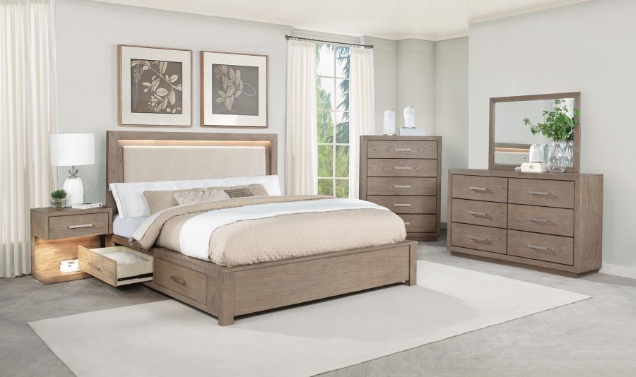 Juego de dormitorio de 5 piezas para cama King oriental Kenora Barley Brown