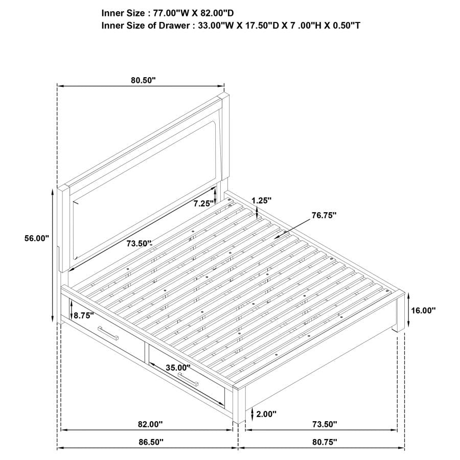 Juego de dormitorio de 5 piezas para cama King oriental Kenora Barley Brown
