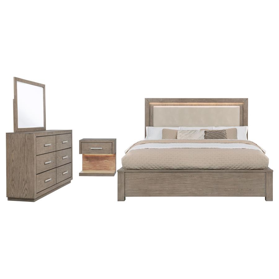 Juego de dormitorio Kenora Barley Brown de 4 piezas California King