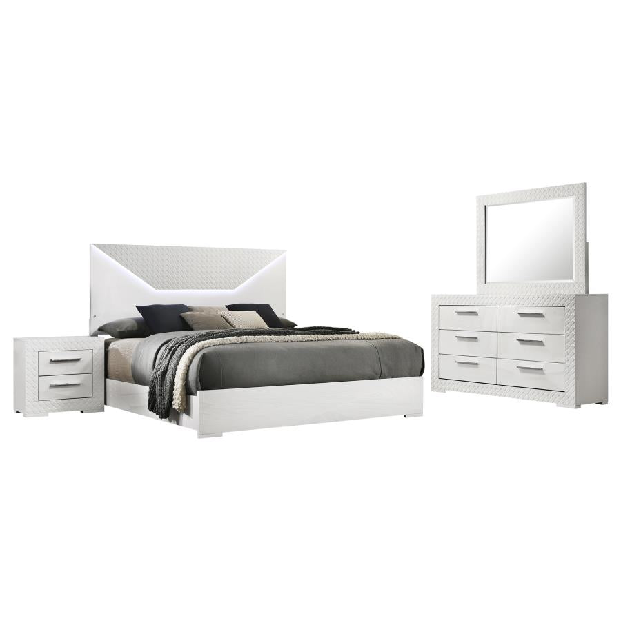Ives White High Gloss 4-Piece Eastern King Bedroom Set by Coaster at Eve Furniture