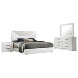 Ives White High Gloss 4-Piece Eastern King Bedroom Set by Coaster at Eve Furniture