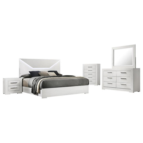 Ives White High Gloss 5-Piece Queen Bedroom Set by Coaster at Eve Furniture