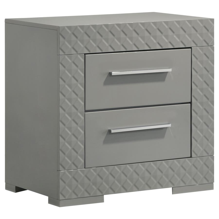 Ives Grey High Gloss 5-Piece Eastern King Bedroom Set by Coaster at Eve Furniture