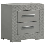 Ives Grey High Gloss 5-Piece Eastern King Bedroom Set by Coaster at Eve Furniture