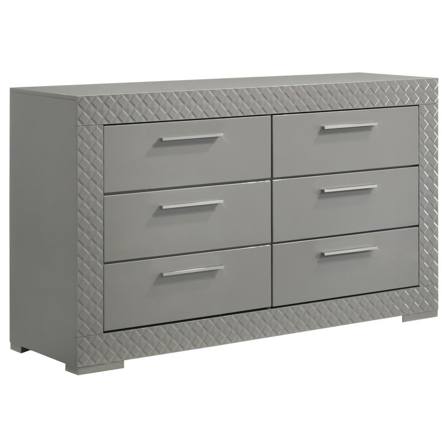 Ives Grey High Gloss 5-Piece Eastern King Bedroom Set by Coaster at Eve Furniture