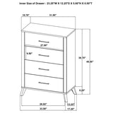 Juego de dormitorio doble de 5 piezas Kaywood de pino natural