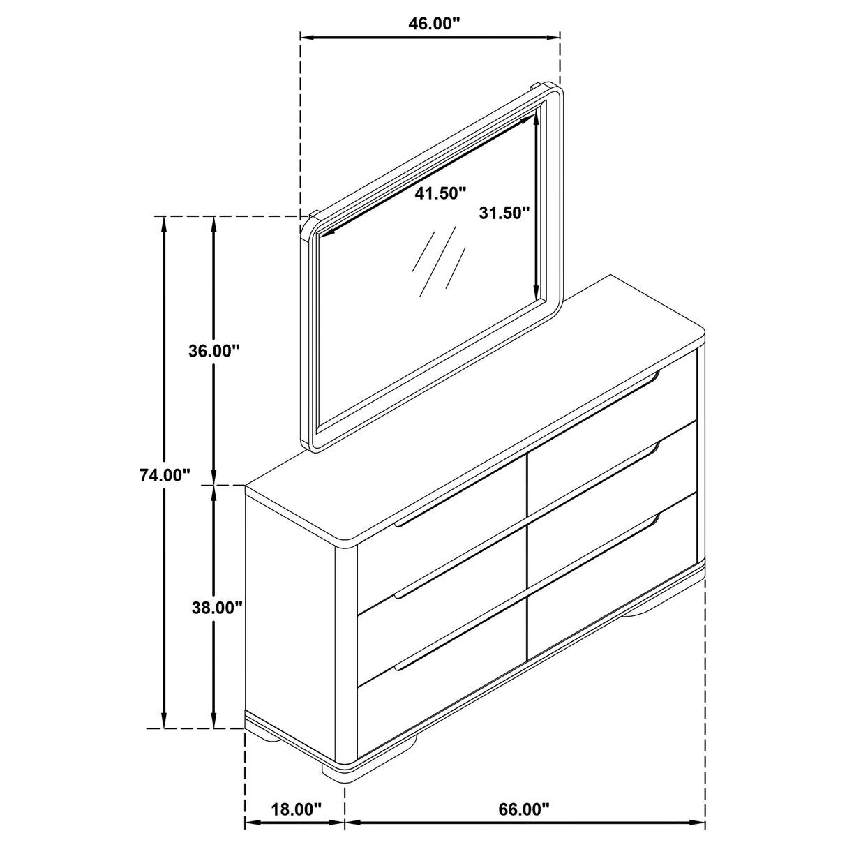 Ladera Light Elm 6-drawer Bedroom Dresser and Mirror
