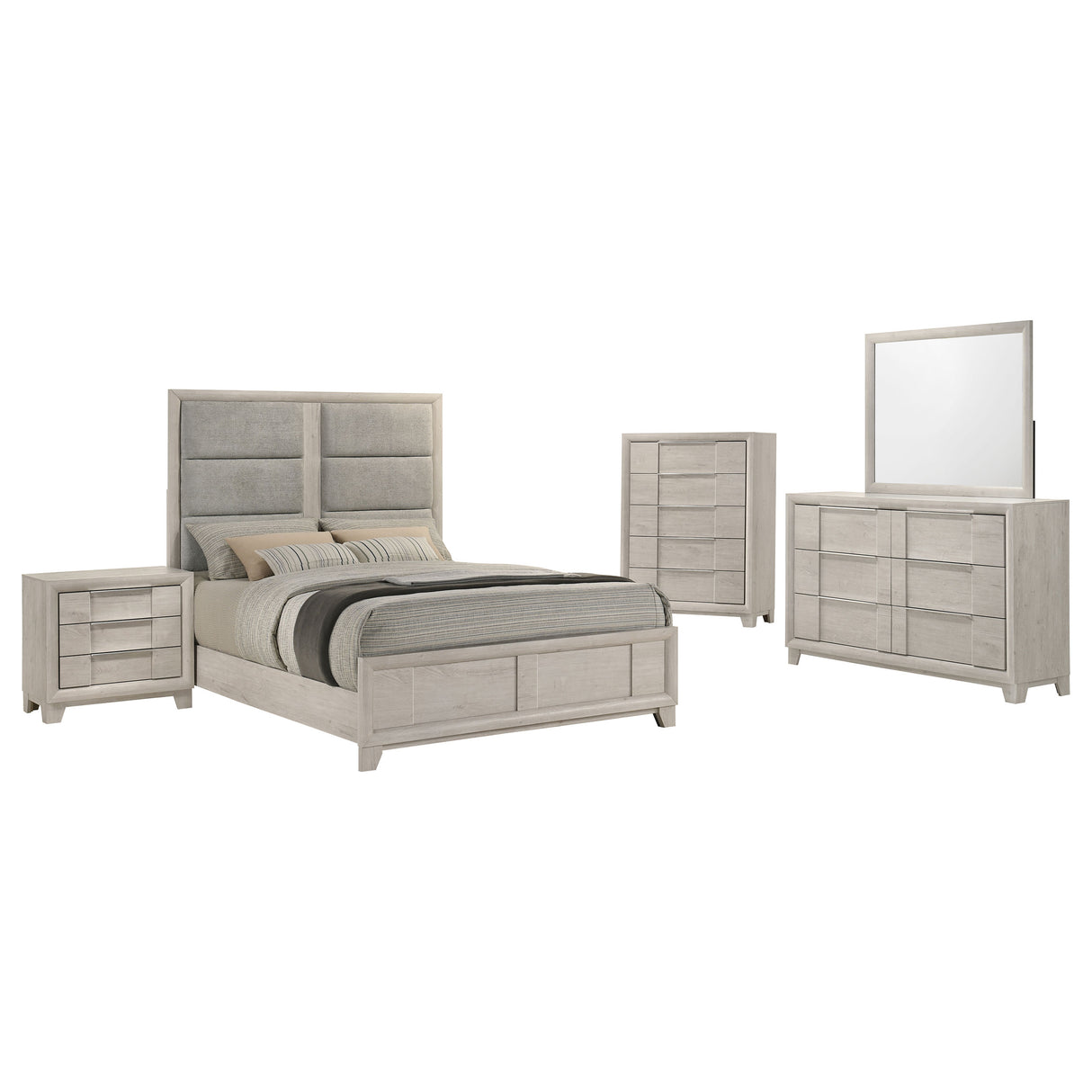 Farre Washed Grey 5-Piece Eastern King Bedroom Set