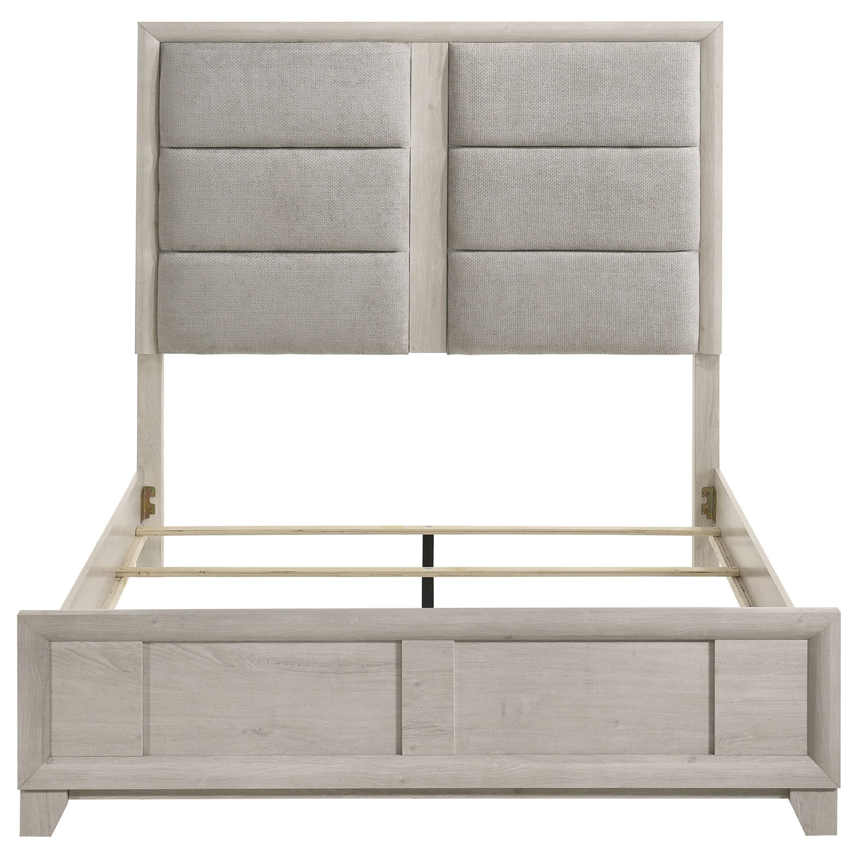 Farre Washed Grey Queen Upholstered Platform Panel Bed