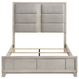 Farre Washed Grey Queen Upholstered Platform Panel Bed