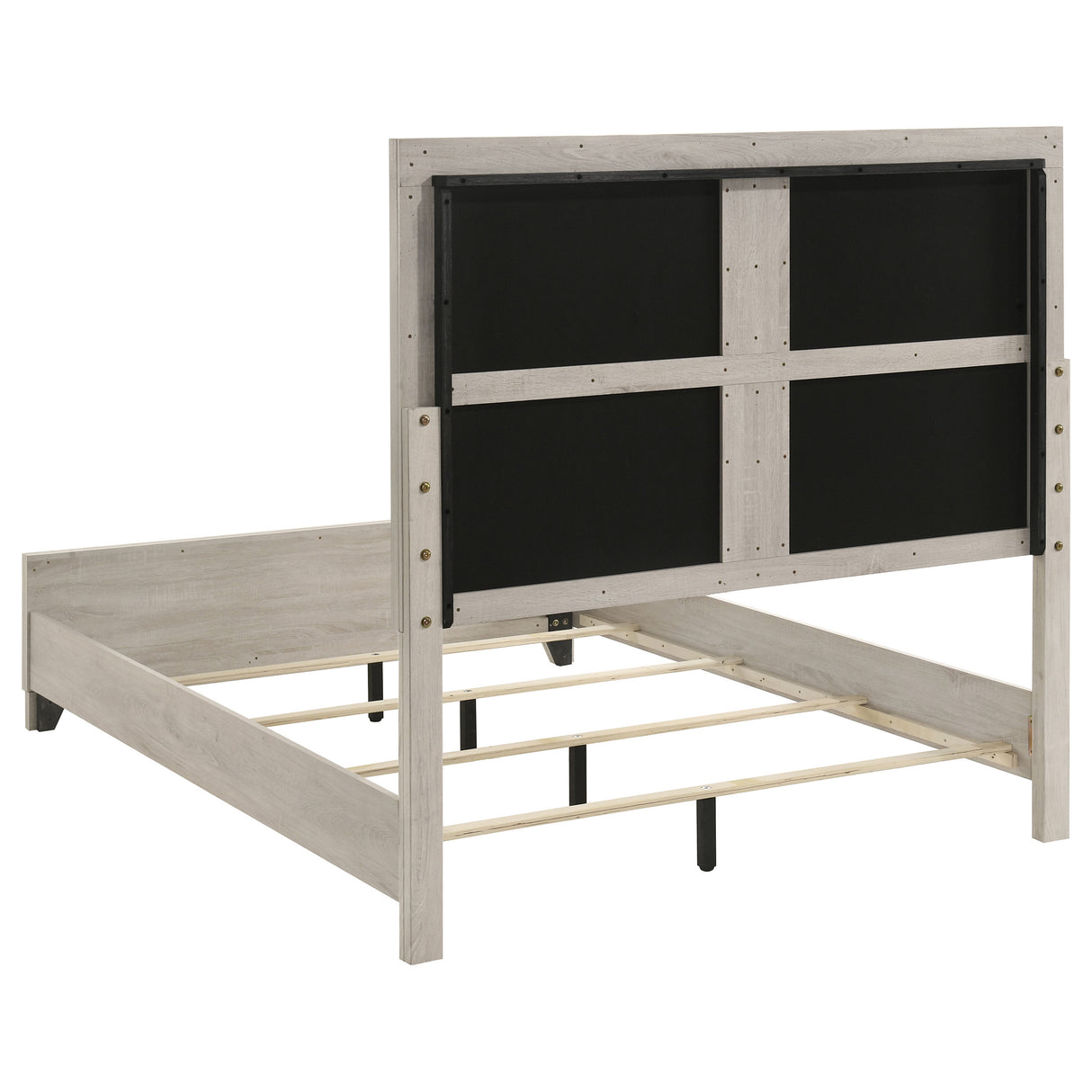 Farre Washed Grey Queen Upholstered Platform Panel Bed