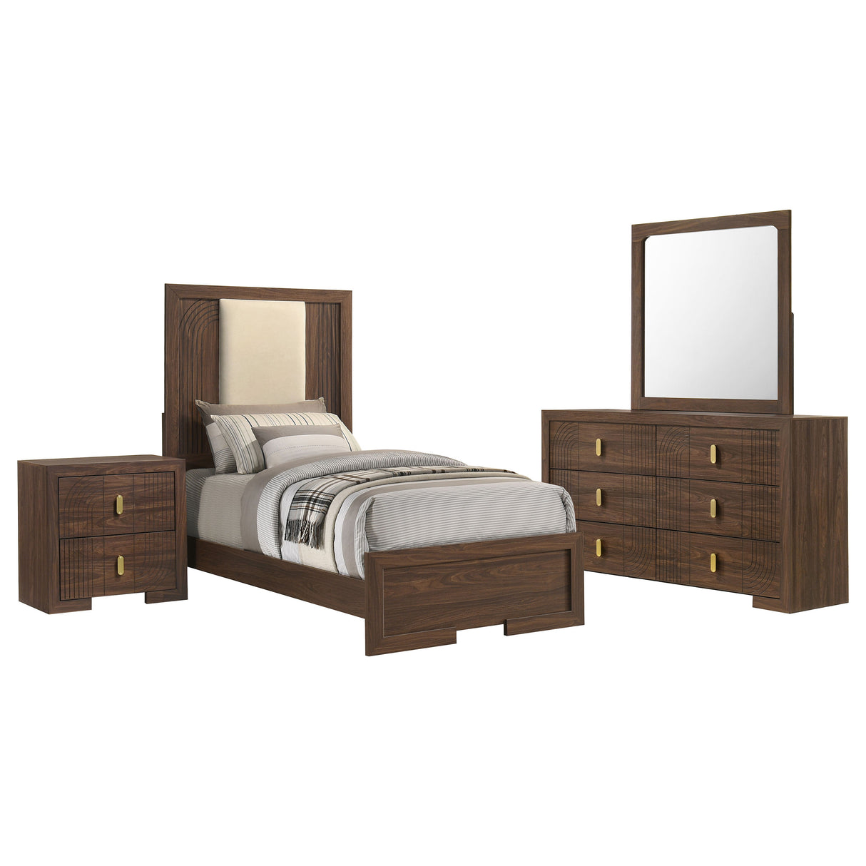Etienne Walnut 4-Piece Twin Bedroom Set