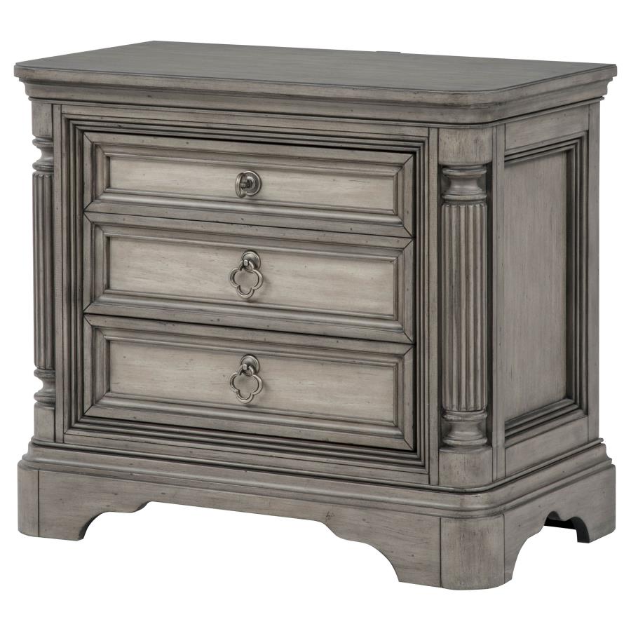 Cresswell Weathered Taupe 3-drawer Nightstand Bedside Table