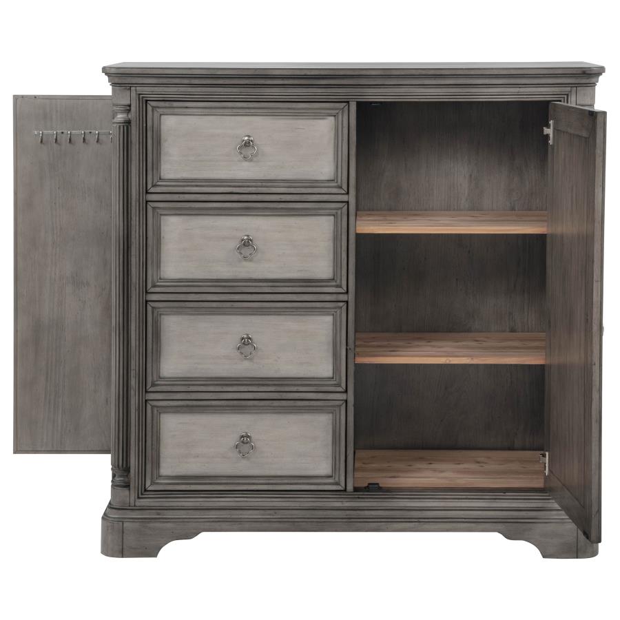 Cresswell Weathered Taupe 4-drawer Door Chest with Hidden Storage by Coaster at Eve Furniture