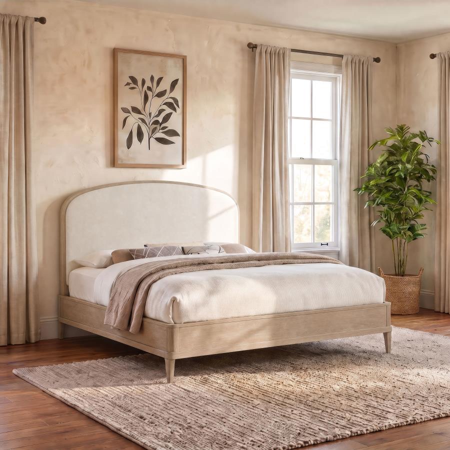 Lucaire Sandstone California King Upholstered Panel Bed