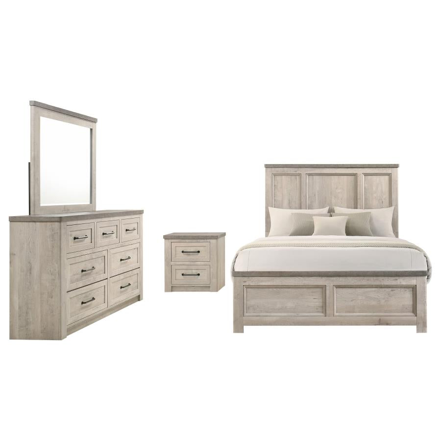 Nevado Grey and Weathered Taupe 4-Piece Queen Panel Bedroom Set by Coaster at Eve Furniture