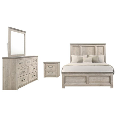 Nevado Grey and Weathered Taupe 4-Piece Queen Panel Bedroom Set by Coaster at Eve Furniture