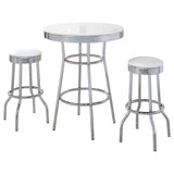 Retro White 3-Piece Round 1950s Bistro Pub Bar Table Set