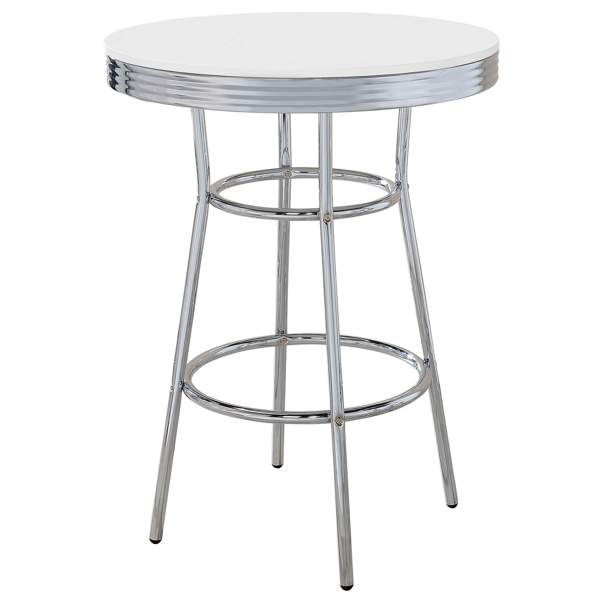 Retro White 3-Piece Round 1950s Bistro Pub Bar Table Set